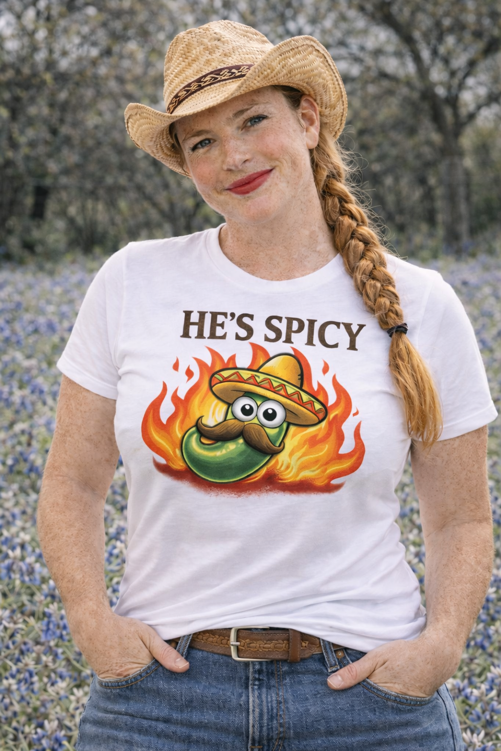 He's Spicy Jalapeño Tee — Funny Sombrero Pepper Graphic Shirt