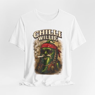 Chilli Willie Graphic Tee — Retro Smoking Chili Pepper Design