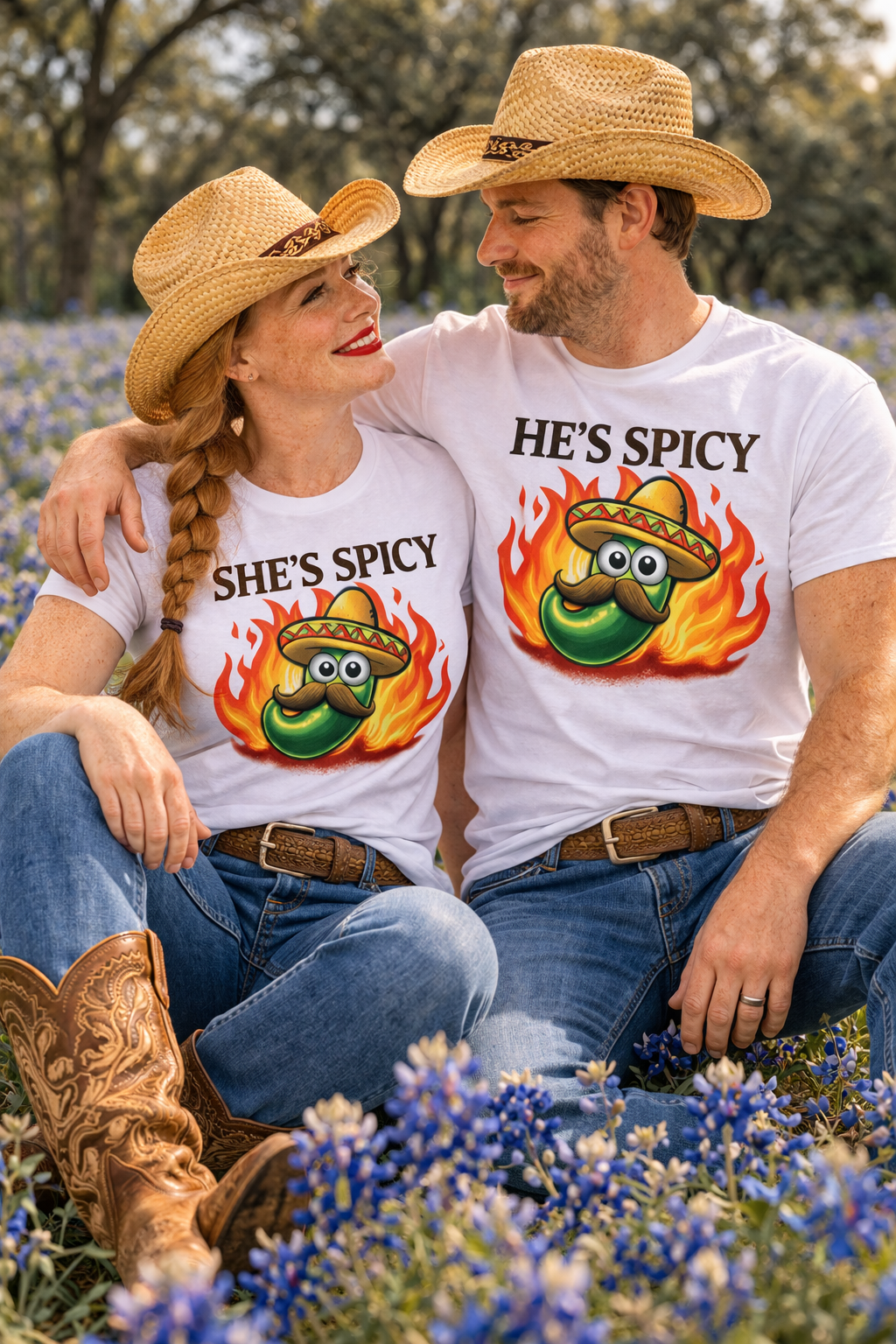 He's Spicy Jalapeño Tee — Funny Sombrero Pepper Graphic Shirt